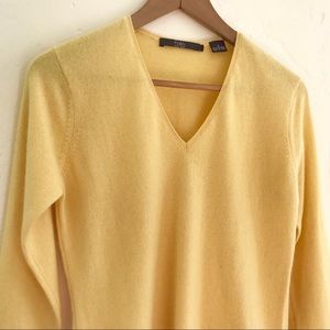 Saks 100% Cashmere Lemon Yellow Sweater
